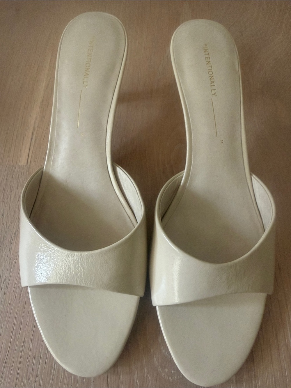 INTENTIONALLY BLANK Cream Given Sandals with kitten heel